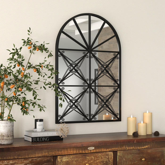 Arched Window Pane Decorative Mirror-