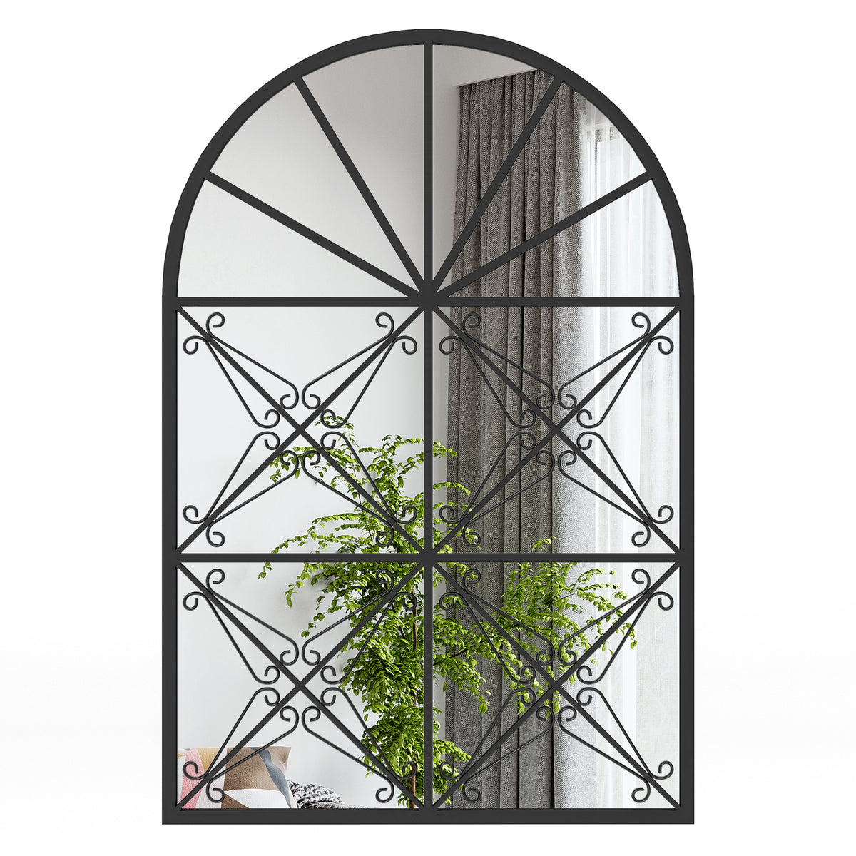 Arched Window Pane Decorative Mirror-