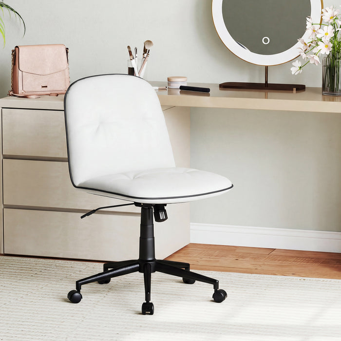 Armless Home Office Desk Chair with Adjustable Height and Smooth Rolling Wheels-