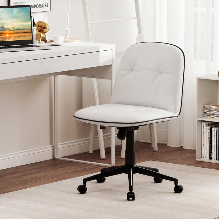 Armless Home Office Desk Chair with Adjustable Height and Smooth Rolling Wheels-