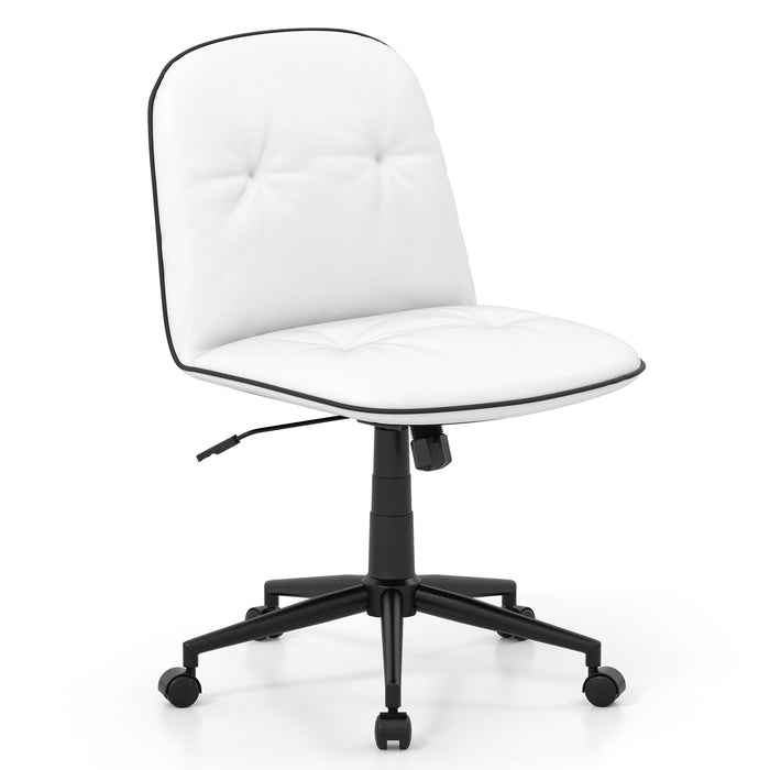 Armless Home Office Desk Chair with Adjustable Height and Smooth Rolling Wheels-