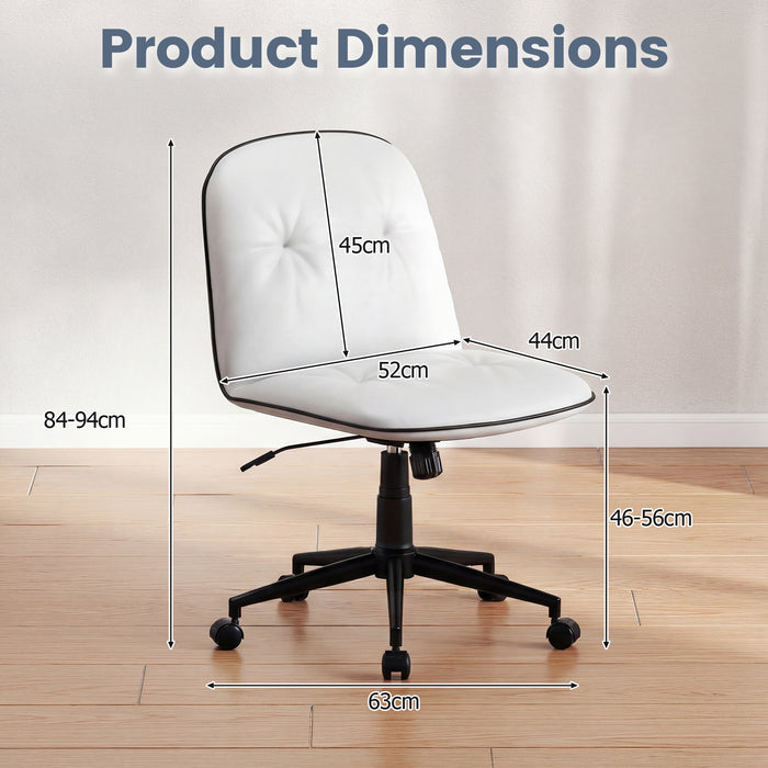 Armless Home Office Desk Chair with Adjustable Height and Smooth Rolling Wheels-