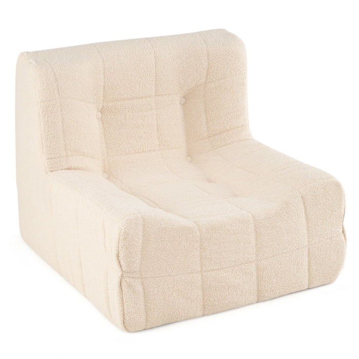 Armless Upholstered Lazy Floor Sofa with Soft Teddy Fleece Cover-