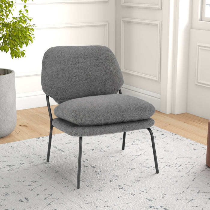 Armless Accent Chair Teddy Fleece Fabric Upholstered Leisure Chair-