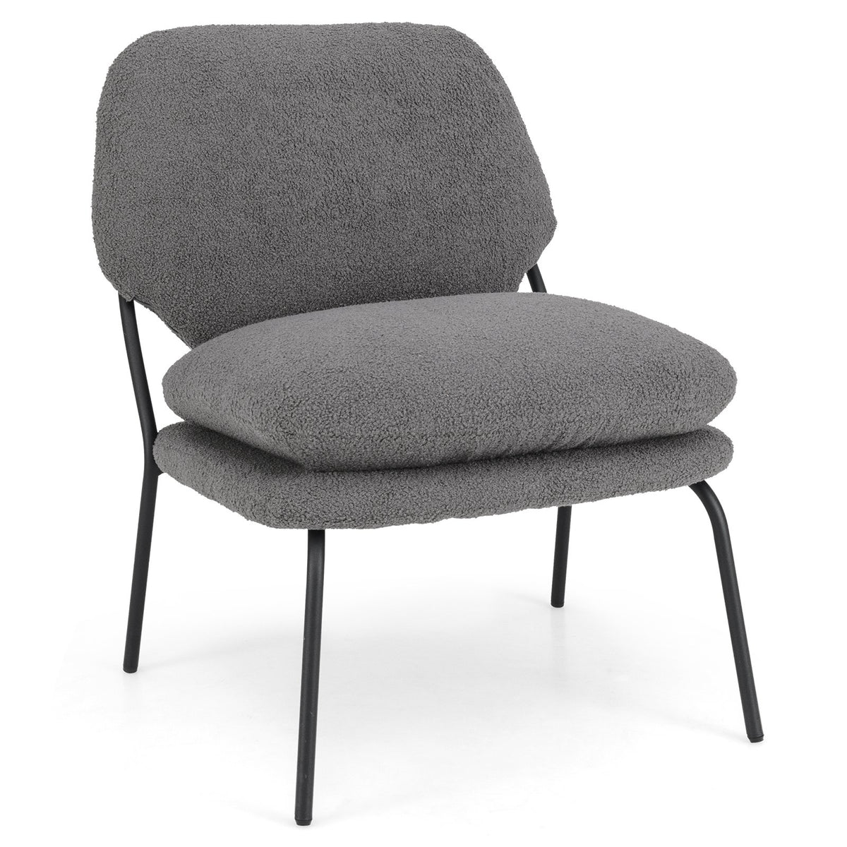 Armless Accent Chair Teddy Fleece Fabric Upholstered Leisure Chair-