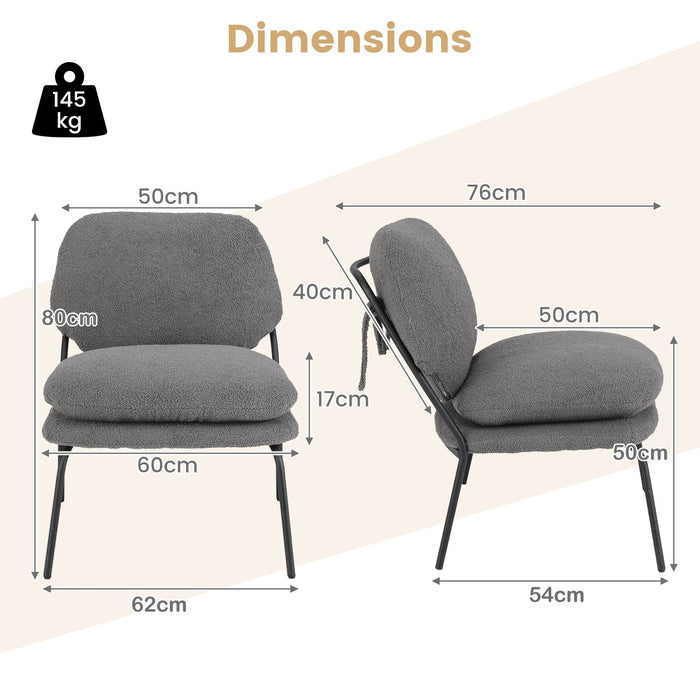 Armless Accent Chair Teddy Fleece Fabric Upholstered Leisure Chair-