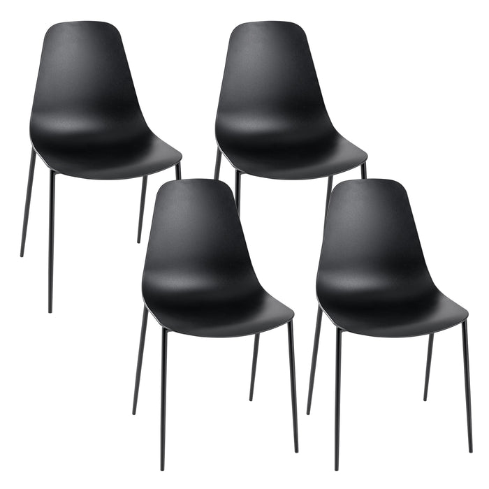 Set of 4 Armless Dining Chairs - Metal Leg Leisure Furniture - Perfect for Casual and Comfortable Dining Experience