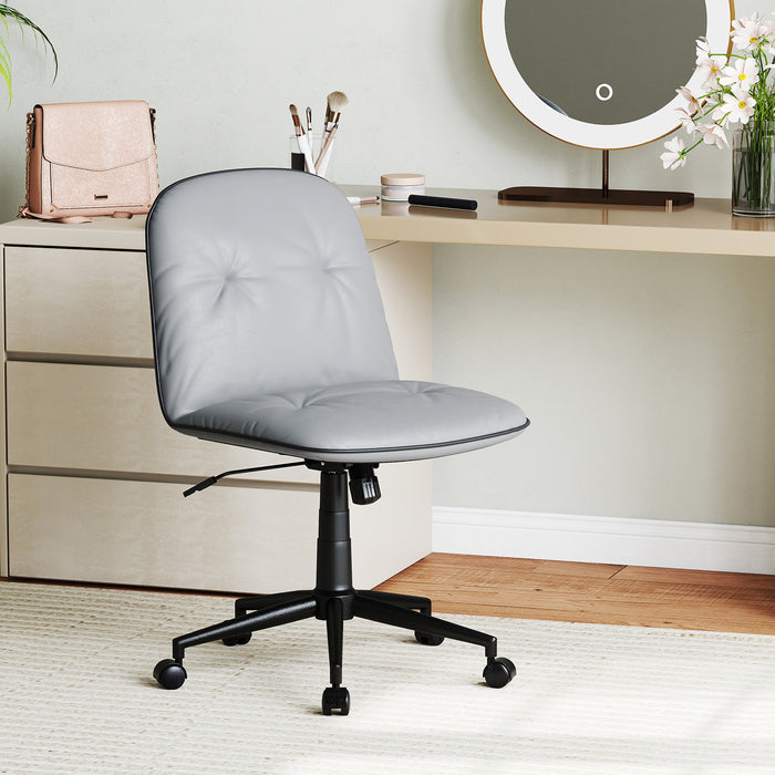 Armless Home Office Desk Chair with Adjustable Height and Smooth Rolling Wheels-