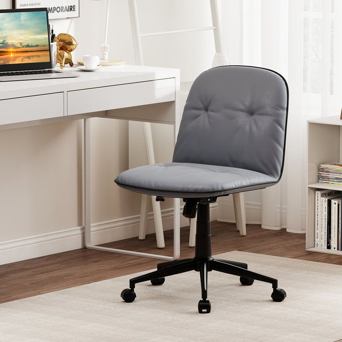 Armless Home Office Desk Chair with Adjustable Height and Smooth Rolling Wheels-