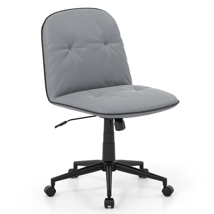 Armless Home Office Desk Chair with Adjustable Height and Smooth Rolling Wheels-