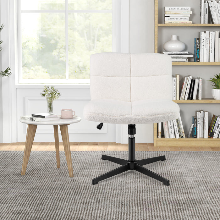 Adjustable Armless Office Chair with Imitation Lamb Fleece-