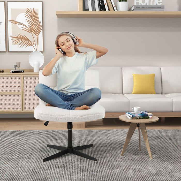 Adjustable Armless Office Chair with Imitation Lamb Fleece-