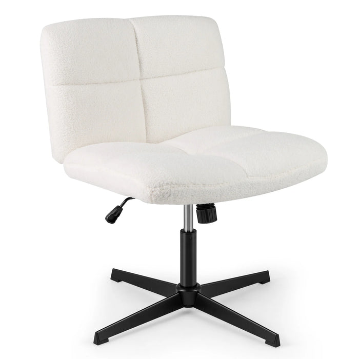 Adjustable Armless Office Chair with Imitation Lamb Fleece-