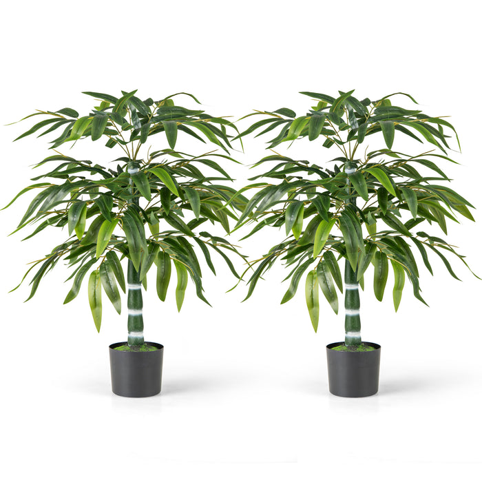 100 CM Artificial Bamboo Tree Set of 2 with Plastic Nursery Pot and Adjustable Branches