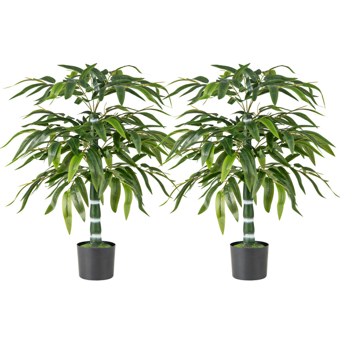 100 CM Artificial Bamboo Tree Set of 2 with Plastic Nursery Pot and Adjustable Branches