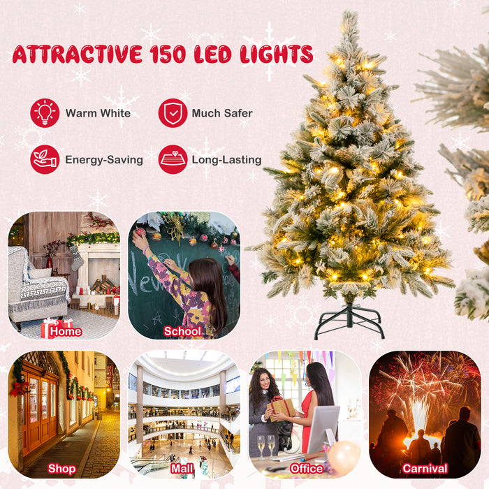 Artificial Christmas Tree with LED Lights, 8 Lighting Modes and Foldable Metal Stand-6 ft