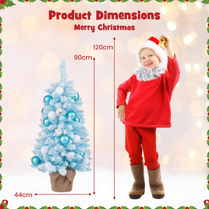 90 CM Artificial Mini Christmas Tree with 12 Natural Cotton Balls-