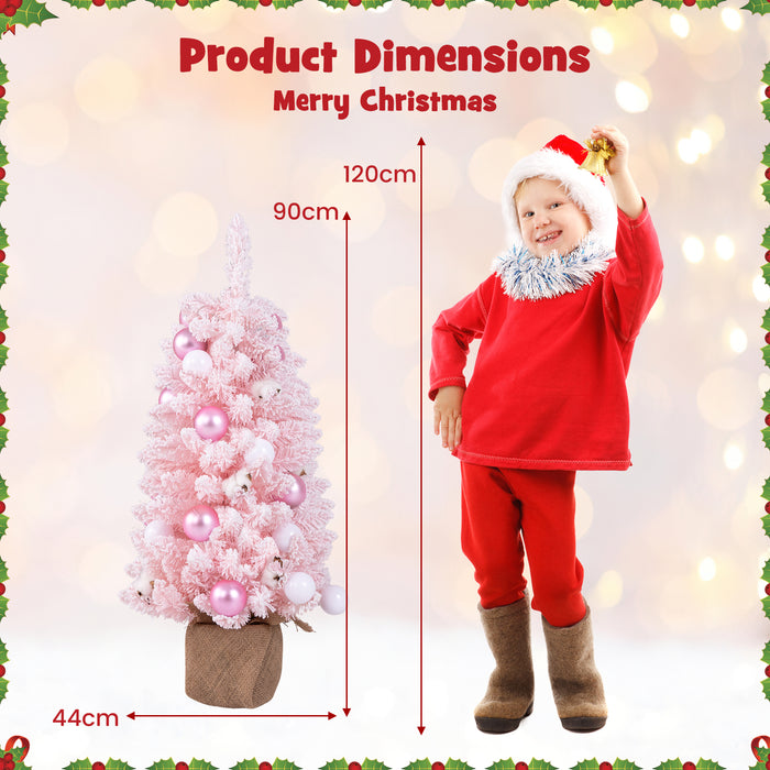 90 CM Artificial Mini Christmas Tree with 12 Natural Cotton Balls-