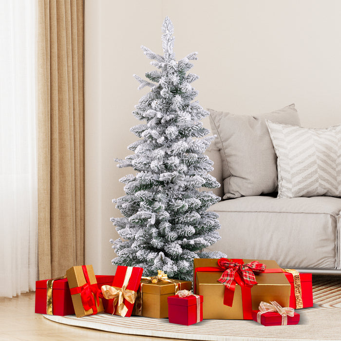 Artificial Pre-lit Christmas Tree Snow Flocked Xmas Tree-