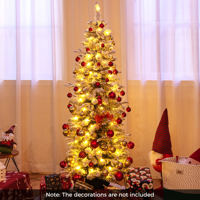 Artificial Pre-lit Christmas Tree Snow Flocked Xmas Tree-