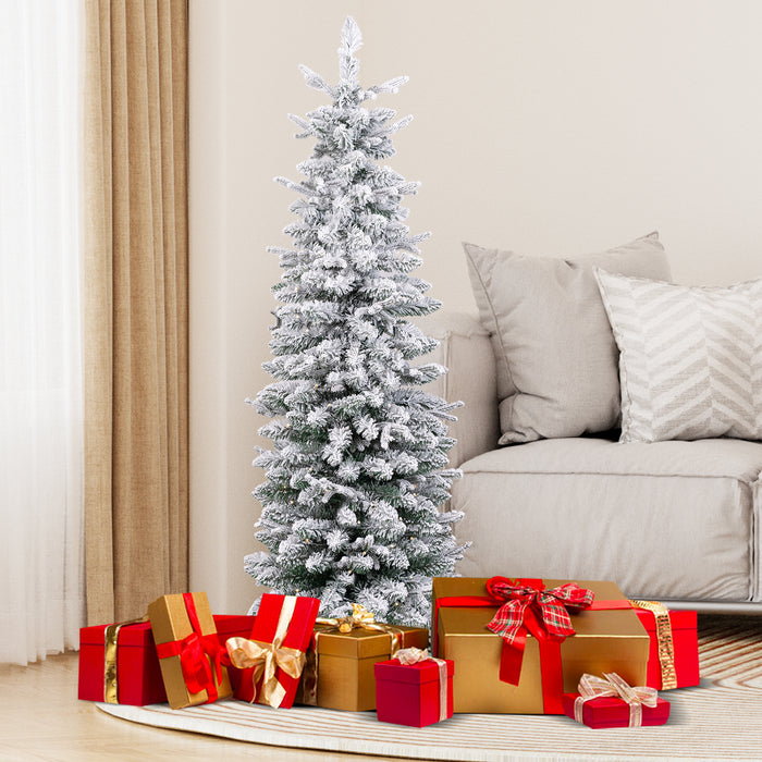 Artificial Pre-lit Christmas Tree Snow Flocked Xmas Tree-