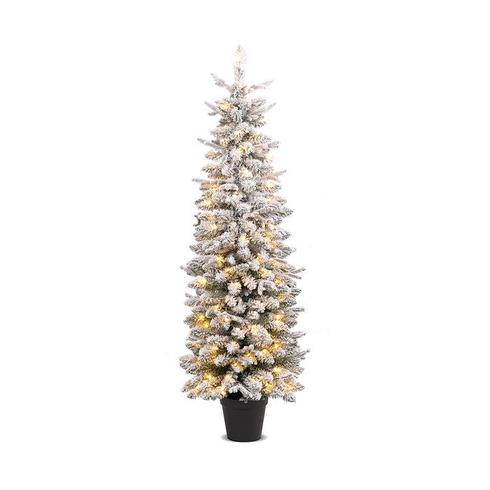 Artificial Pre-lit Christmas Tree Snow Flocked Xmas Tree-