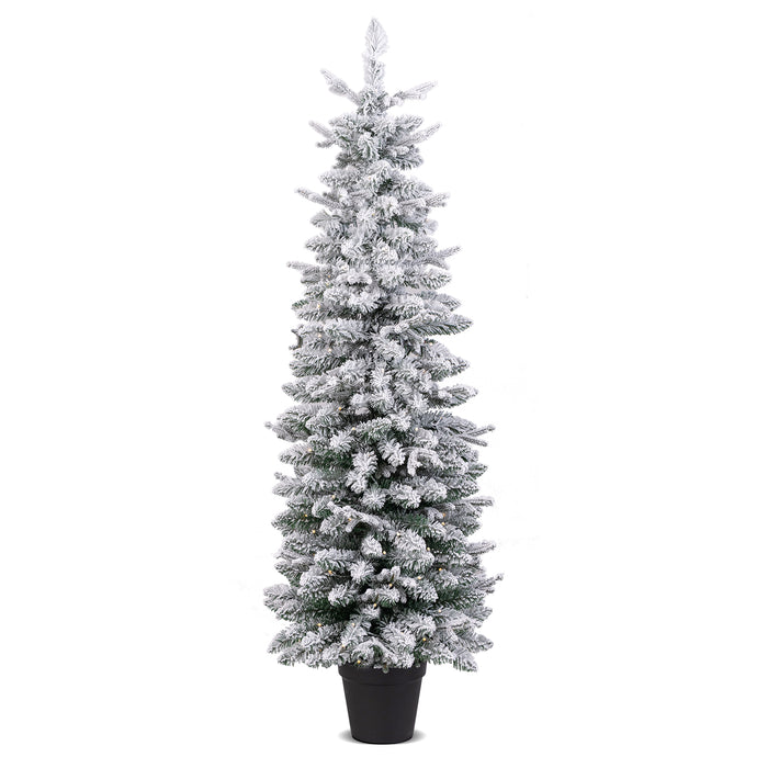 Artificial Pre-lit Christmas Tree Snow Flocked Xmas Tree-