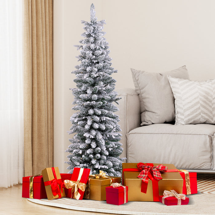 Artificial Pre-lit Christmas Tree Snow Flocked Xmas Tree-