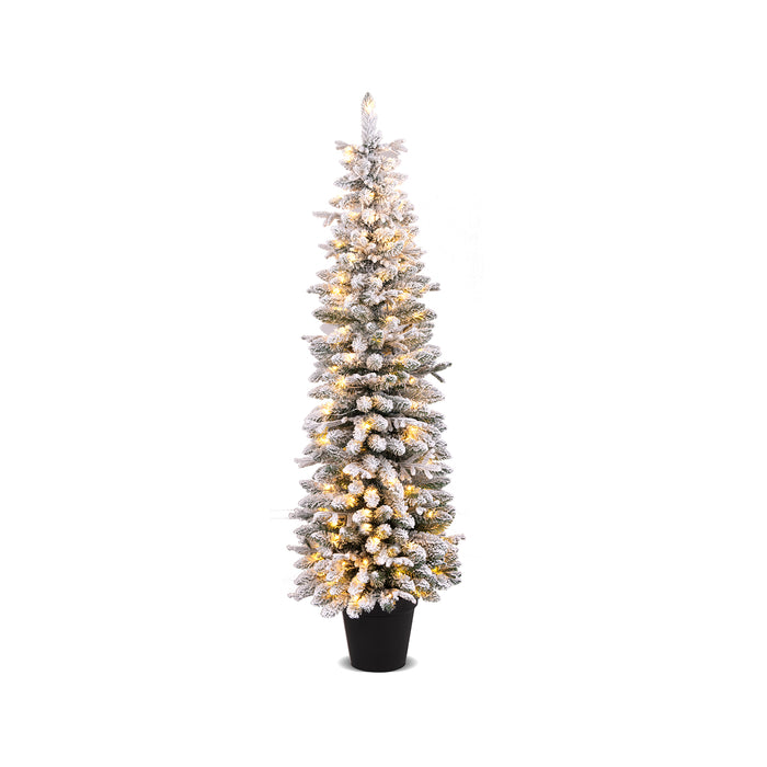 Artificial Pre-lit Christmas Tree Snow Flocked Xmas Tree-