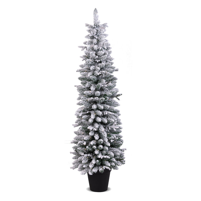 Artificial Pre-lit Christmas Tree Snow Flocked Xmas Tree-