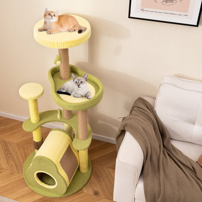 Avocado Cat Tree with Private Condo and Jumping Platforms-
