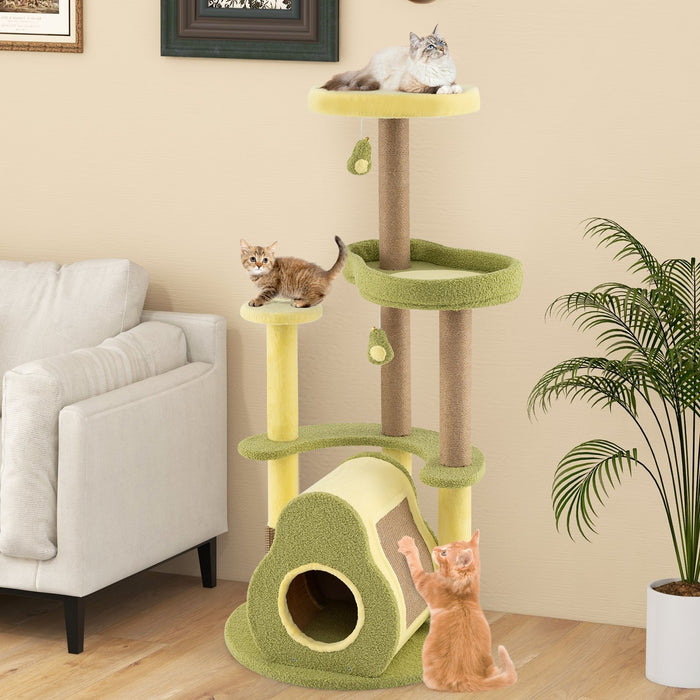 Avocado Cat Tree with Private Condo and Jumping Platforms-