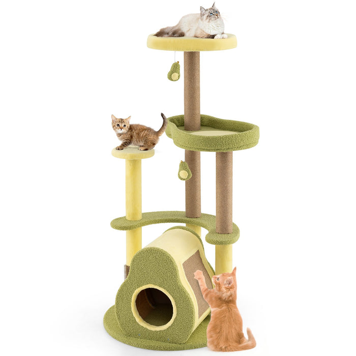 Avocado Cat Tree with Private Condo and Jumping Platforms-