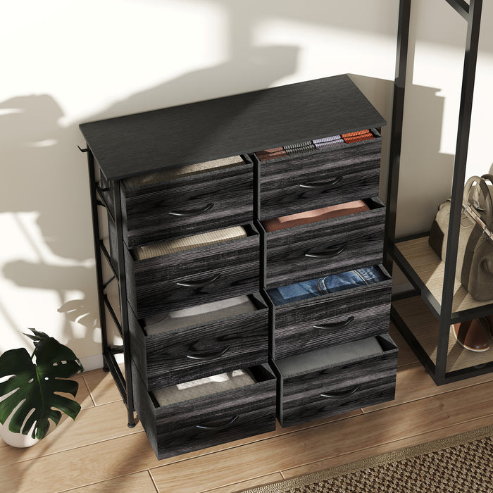 HOMCOM Chest of Eight Fabric Drawers - Black