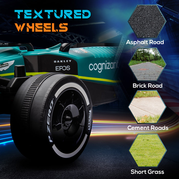 AIYAPLAY 12V Electric Go Kart, Kids Ride On Racing Kart with Shock-Absorbing Wheels, Bluetooth, Music Horn, Green | Aosom UK