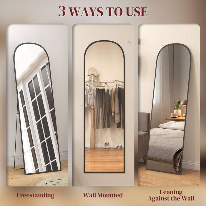 HOMCOM 165cm Aluminium Frame Standing Mirror - Black