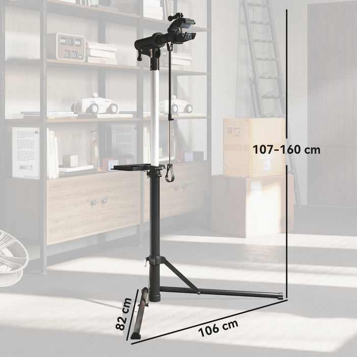 HOMCOM Bike Repair Stand, Heavy Duty Bike Stand for Maintenance, Max Load 40kg, Height Adjustable, Foldable and 360° Rotatable for Road Bike, Mountain Bike, E-Bike