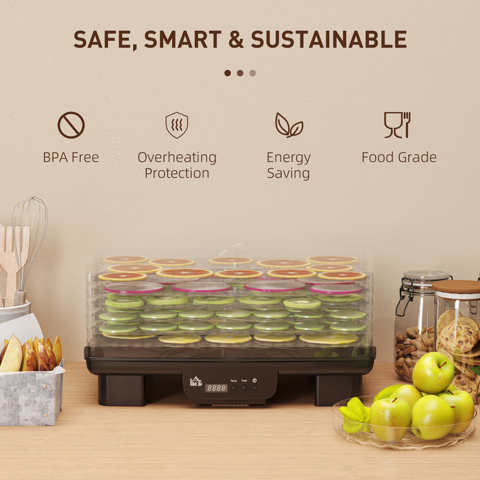 HOMCOM 6 Tray Food Dehydrator, 550W Food Dryer Machine with Adjustable Temperature, 48H Timer, for Drying Fruit, Meat, Vegetable, Jerky and Pet Treat, Black