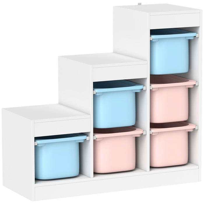 AIYAPLAY Toy Storage Organiser, Three-Layer Kids Toy Storage Units, with Removable Bins, for Ages 3-8 Years, Multi-colour