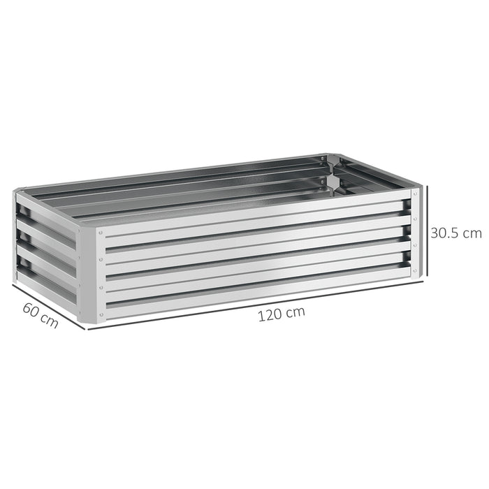 Outsunny Raised Beds for Garden, Galvanized Outdoor Planters, for Herbs and Vegetables, Use for Patio, Backyard, Balcony, Silver