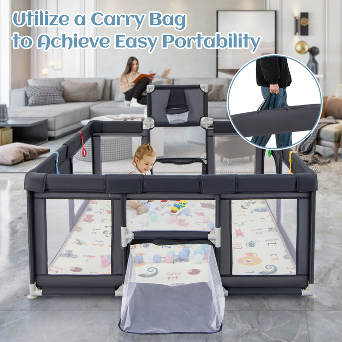 Large Baby Playpen - Includes Mat and Ocean Balls - Ideal for Keeping Babies Safe and Entertained