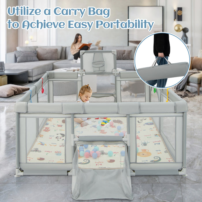 Large Baby Playpen - Includes Mat and Ocean Balls - Ideal for Keeping Babies Safe and Entertained