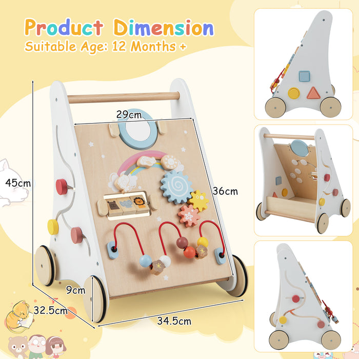 Baby Walker Model 7in1 - Robust Wooden Design for Toddlers Age 1+ - Ideal First Steps Aid for Your Growing Child