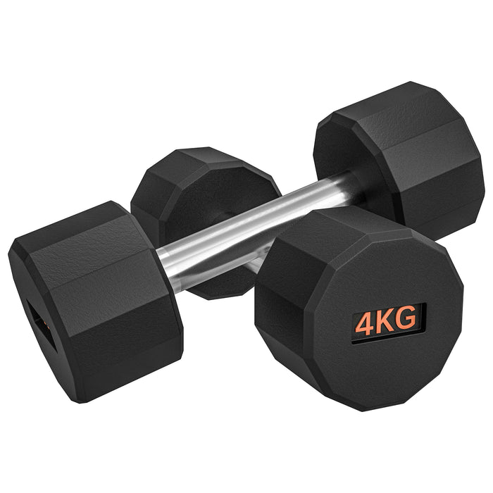 2 x 4kg Dumbbells - 12-Sided Anti-Roll Weights with Ergonomic Grip - Ideal for Home Workouts for Men and Women