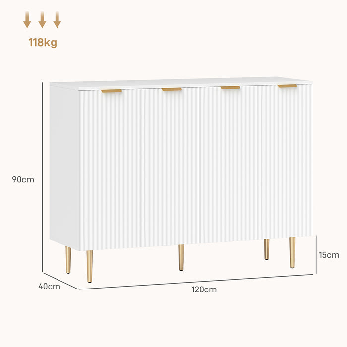 HOMCOM Sideboard Buffet Cabinet, Modern Kitchen Storage Cabinet with Adjustable Shelves, Kitchen Sideboard with Metal Legs for Living Room Hallway, White