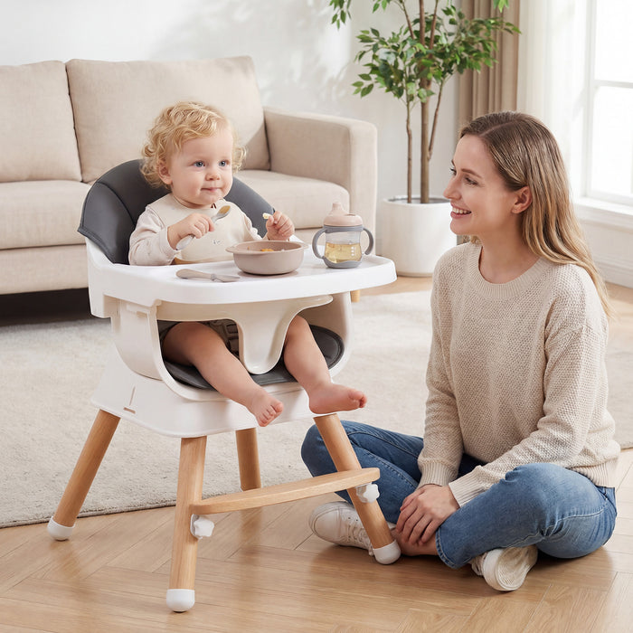 Convertible High Chair for Babies and Toddlers with Adjustable Tray-