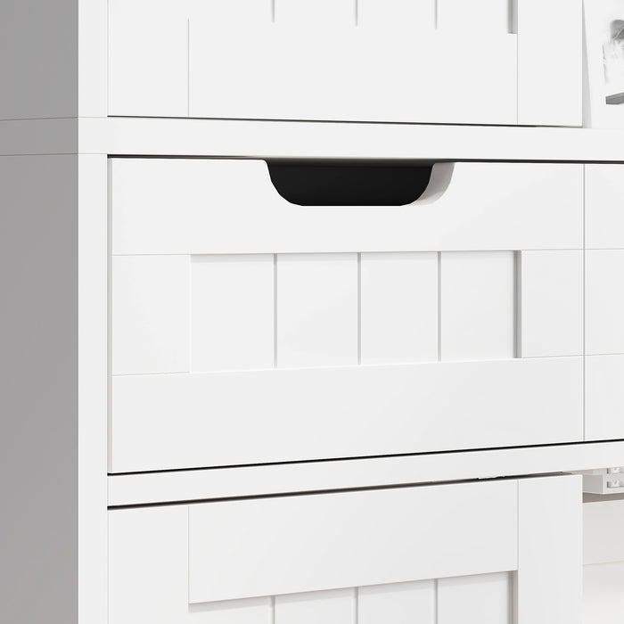 HOMCOM Tall Bathroom Cabinet, Freestanding Storage Cupboard, Bathroom Storage Cabinet with Drawer, Adjustable Shelf and Doors, 60 x 30 x 160 cm, White