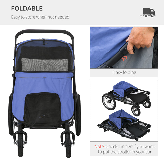 Foldable Canine & Feline Travel Cart - Washable Cushion & Safety Leash, Ample Storage Pockets - Ideal for Medium to Large Pets Convenience
