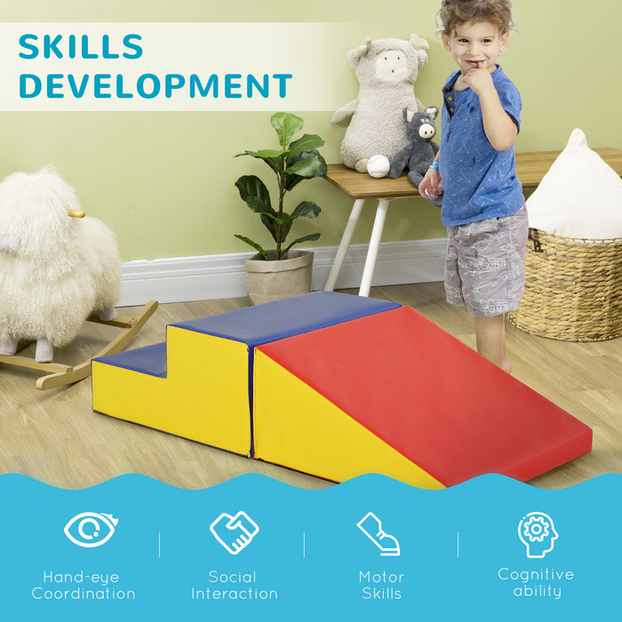 HOMCOM 2 Piece Soft Play Set for Toddler Climb and Crawl, for 12-36 Months, Red | Aosom UK