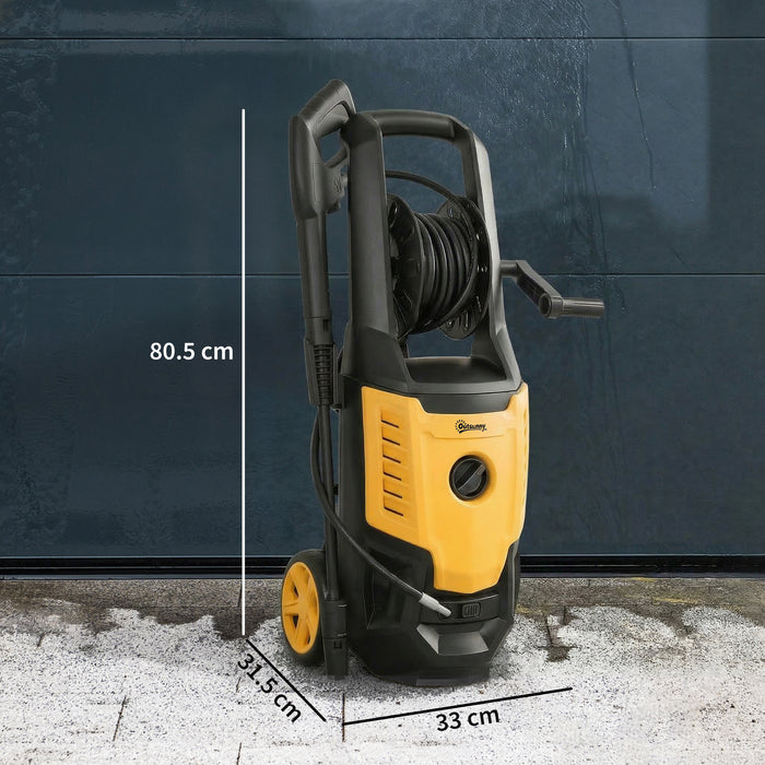 Outsunny 2200W High Pressure Washer, 170 Bar Pressure Washer with Adjustable Nozzle and 6M Hose, 33 x 31.5 x 80.5 cm, Yellow